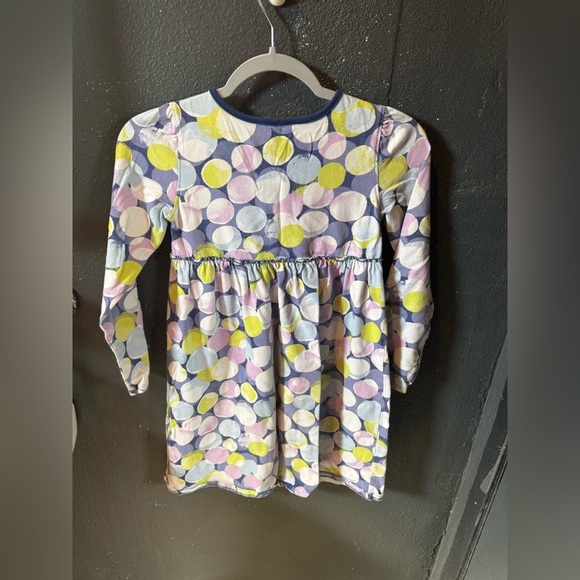 L.L. Bean Cotton Blue Green Purple Polka Dot Long Sleeve Dress Size 10 - Picture 3 of 3